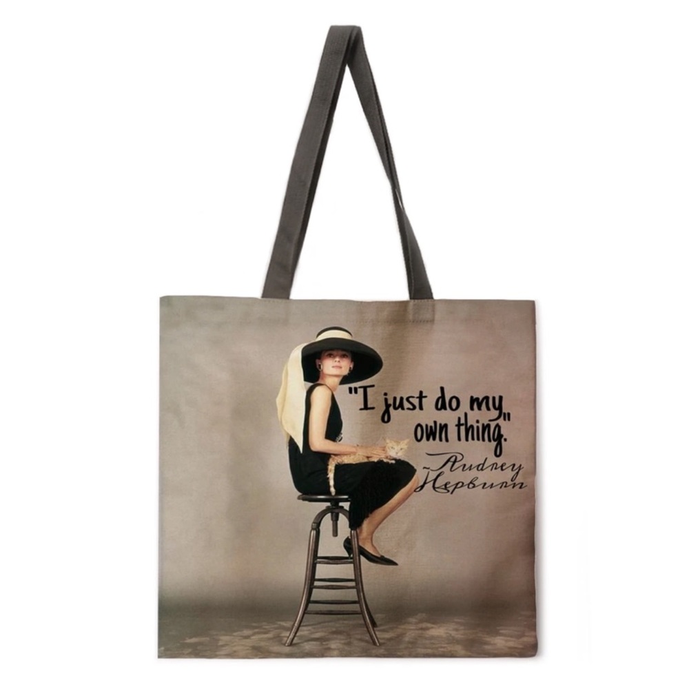 Eco-Friendly Audrey Hepburn Folding Tote Bag - Picture 1 of 15